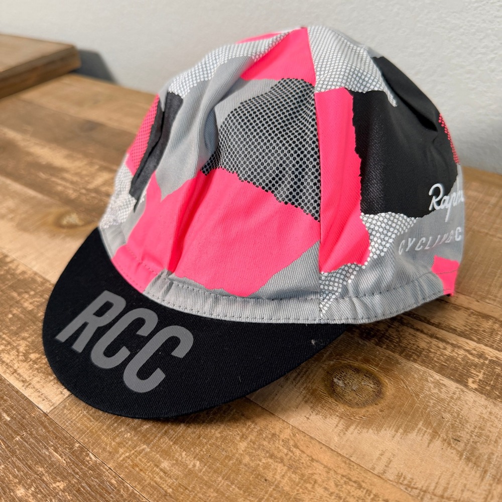 Rapha RCC Cycling Cap Hat One Size Pink Grey Black Geometric Print Road Bike